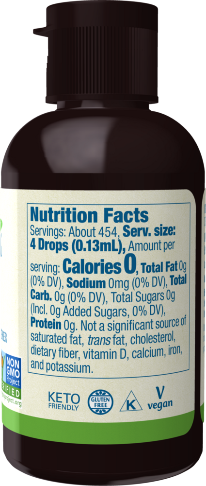 Better Stevia Organic Supplement Facts Label