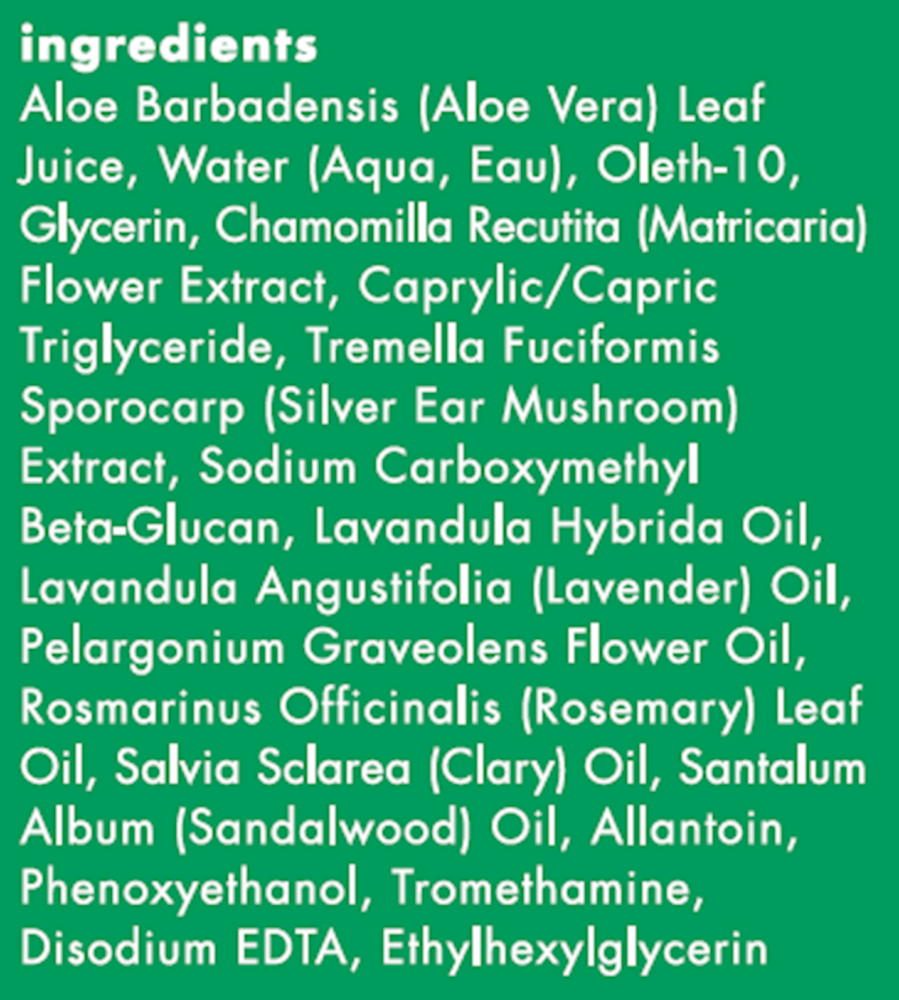 Soothing Reset Mist Supplement Facts Label