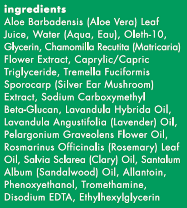 Soothing Reset Mist Supplement Facts Label