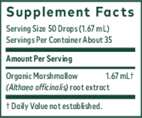 Organic Marshmallow Root Supplement Facts Label