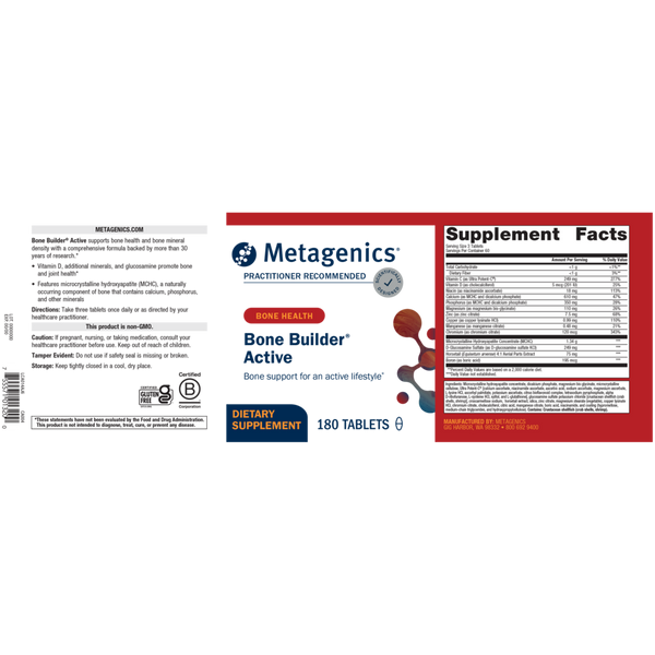 Bone Builder Active Supplement Facts Label