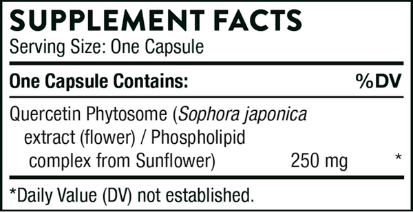 Quercetin Phytosome Supplement Facts Label