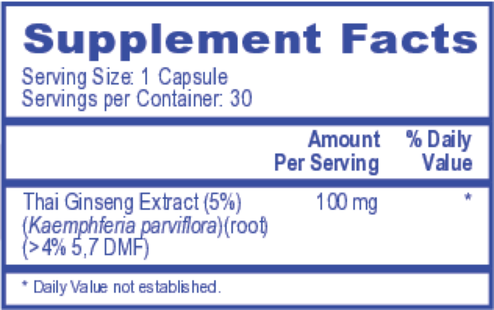 Ultra Pure Thai Ginseng Supplement Facts Label