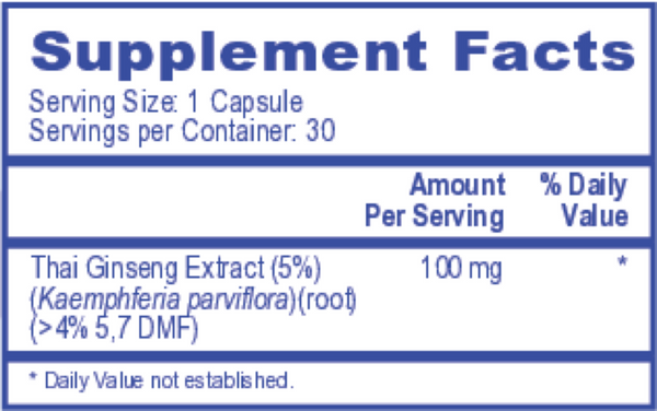 Ultra Pure Thai Ginseng Supplement Facts Label