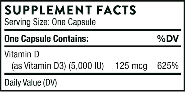 Vitamin D-5000 NSF Supplement Facts Label