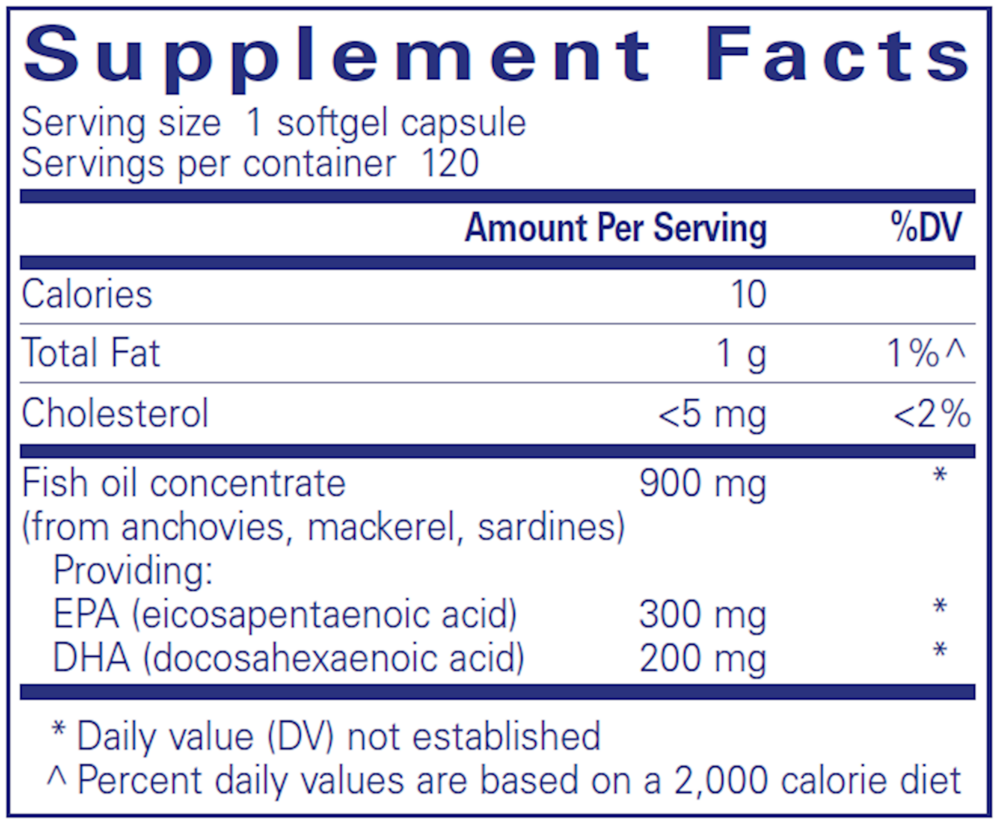 EPA/DHA with lemon Supplement Facts Label