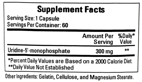 Uridine-300 Supplement Facts Label