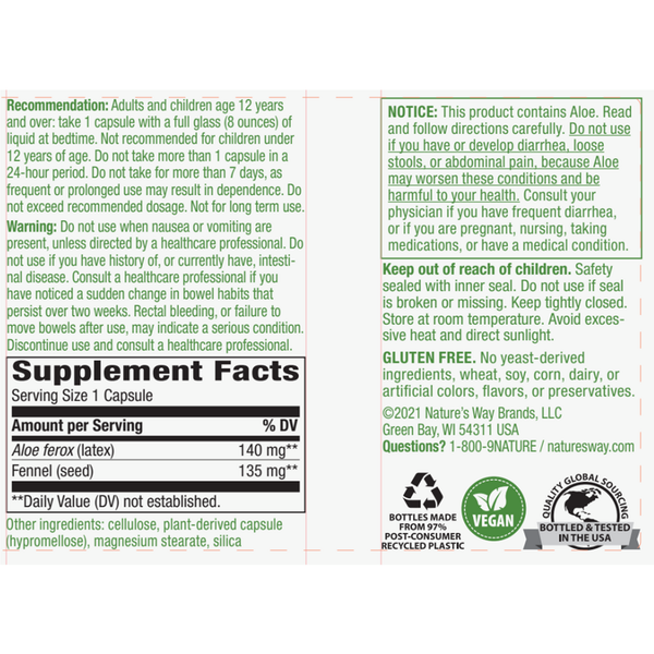 Aloe Latex With Fennel Supplement Facts Label