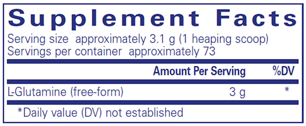 L-Glutamine Powder 227 G. Supplement Facts Label