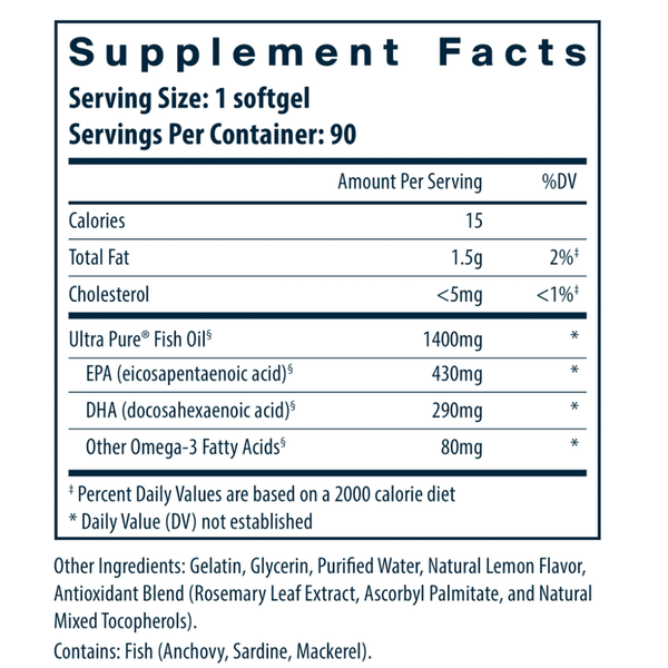 Ultra Pure® Fish Oil 800 Supplement Facts Label