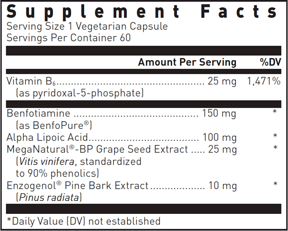 Ultra Benfotiamine Supplement Facts Label