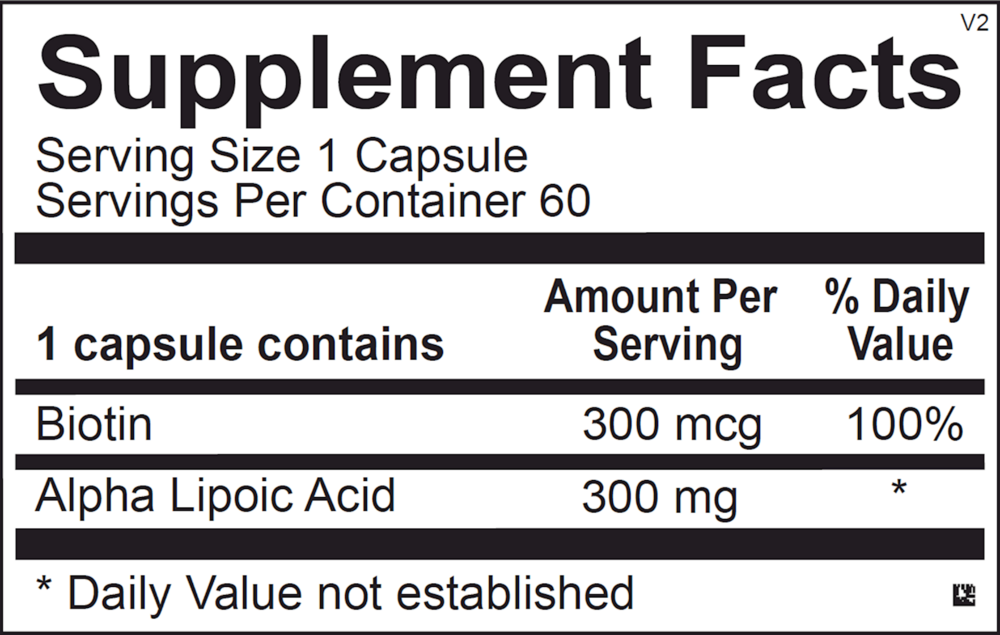 Lipoic Acid 300 MG Supplement Facts Label