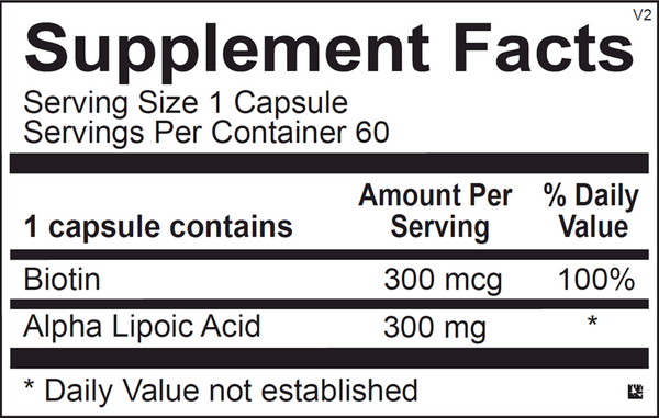 Lipoic Acid 300 MG Supplement Facts Label