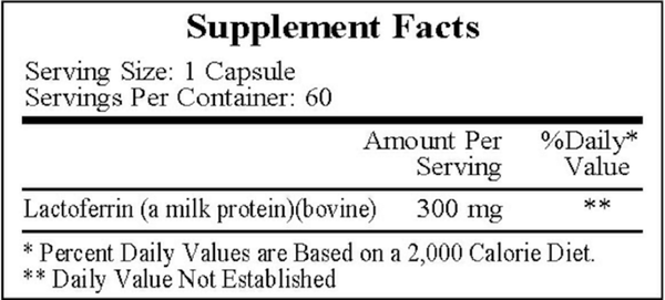 Lactoferrin 300 mg Supplement Facts Label