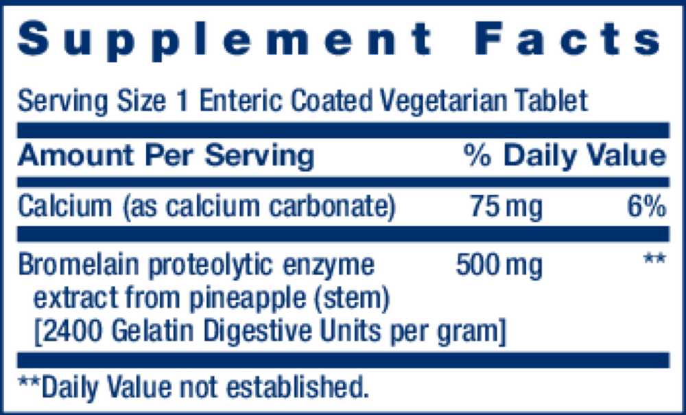 Specially-Coated Bromelain Supplement Facts Label