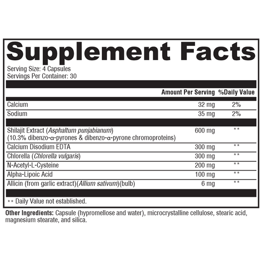 CheleX™ Supplement Facts Label