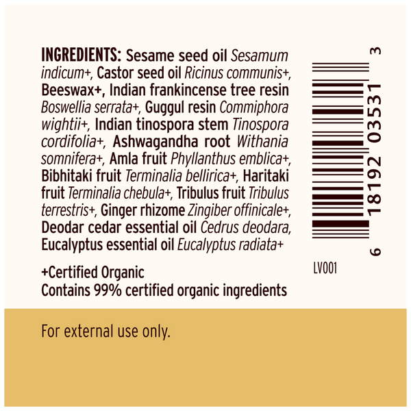 Joint Balm (Organic) Supplement Facts Label