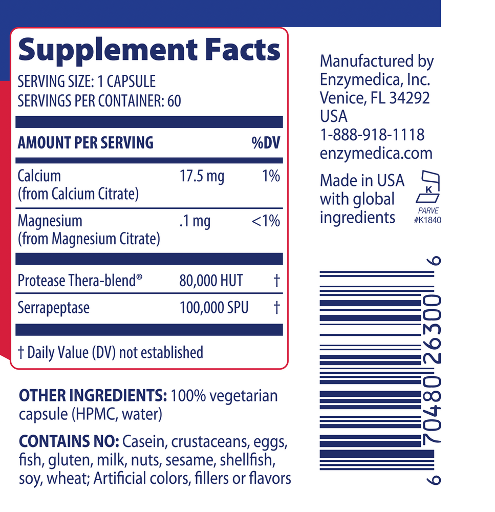 SerraGold Supplement Facts Label