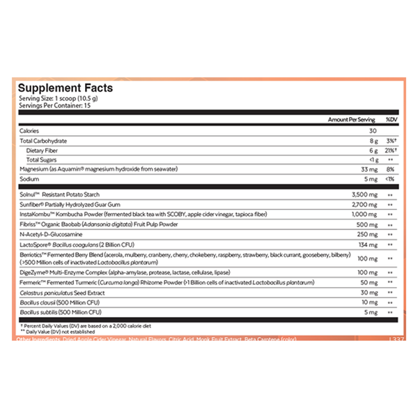 DISCONTINUED - Qualia Probiotic+ Tropical Fruit Supplement Facts Label