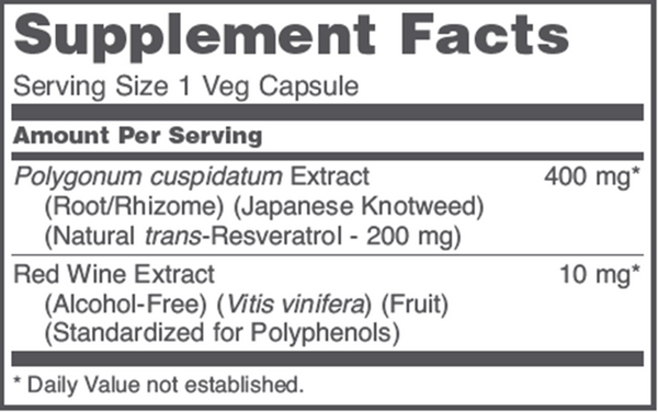 Resveratrol 200 mg Supplement Facts Label