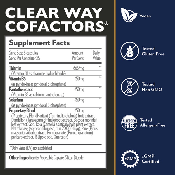 Clear Way Cofactors® Supplement Facts Label