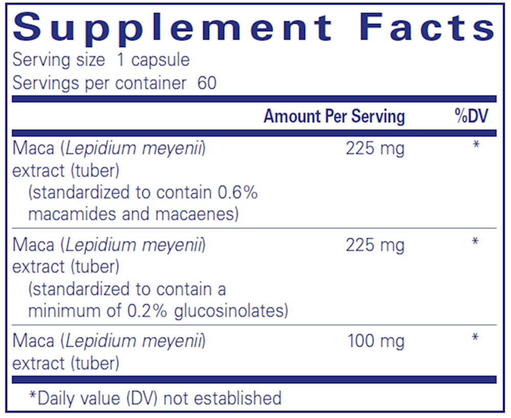 Maca-3 Supplement Facts Label