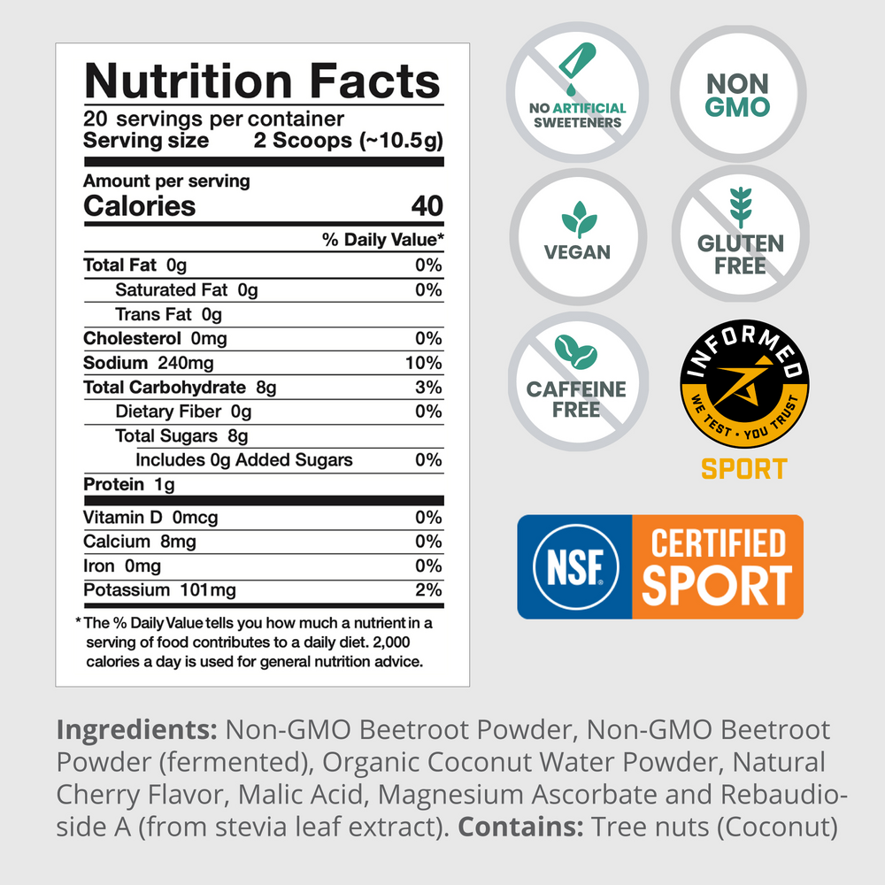 SuperBeets Sport Supplement Facts Label
