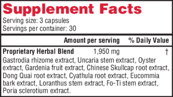 Gastrodia Relieve Wind Supplement Facts Label