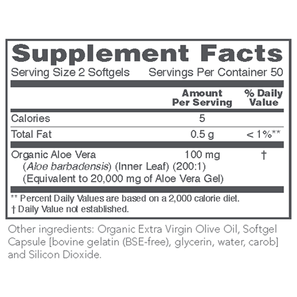 Aloe Vera Gels Supplement Facts Label