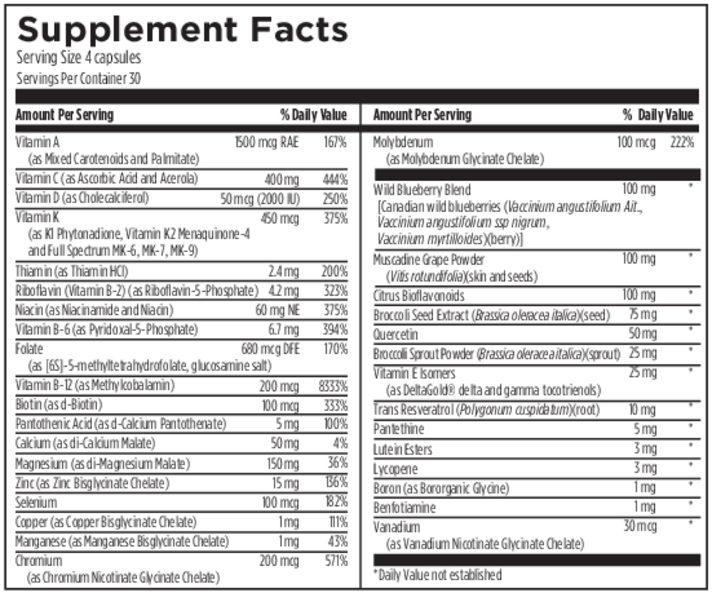 Multi + Phyto Supplement Facts Label