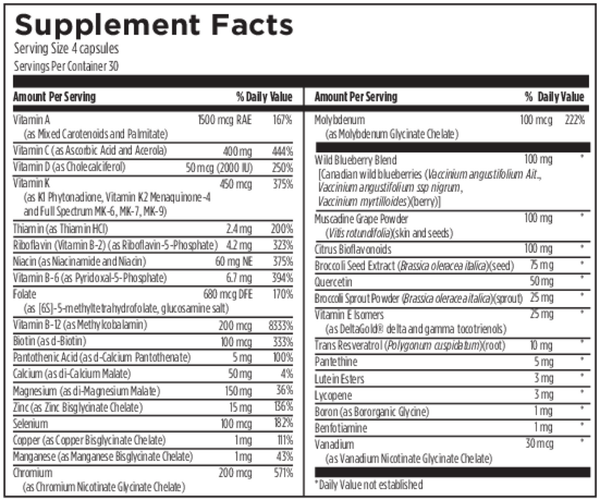 Multi + Phyto Supplement Facts Label
