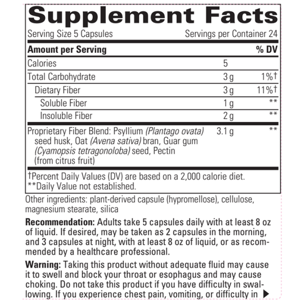 Fiber Formula Supplement Facts Label