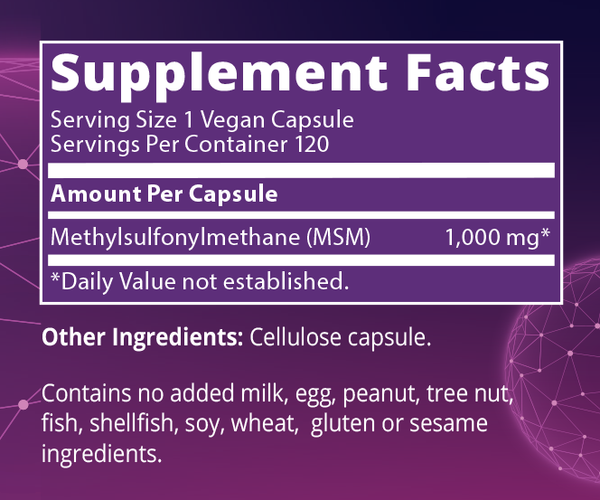 MSM 1000 mg Supplement Facts Label