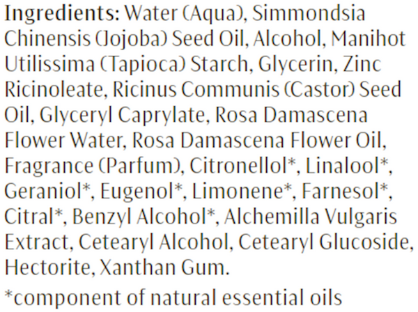 Rose Deodorant Supplement Facts Label