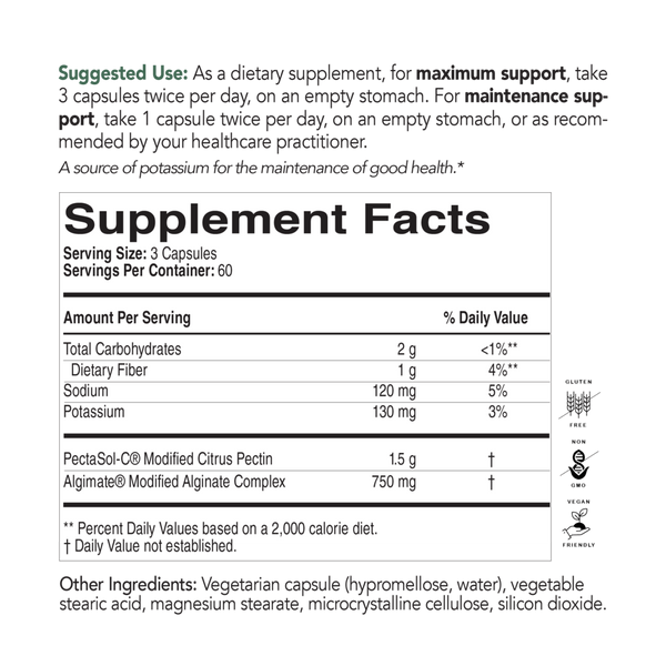 PectaClear Supplement Facts Label