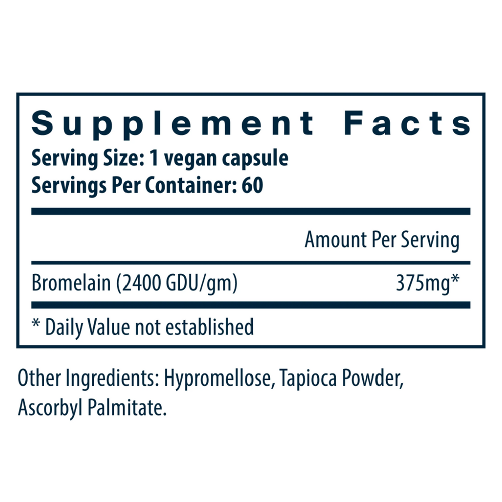 Bromelain 375 mg Supplement Facts Label