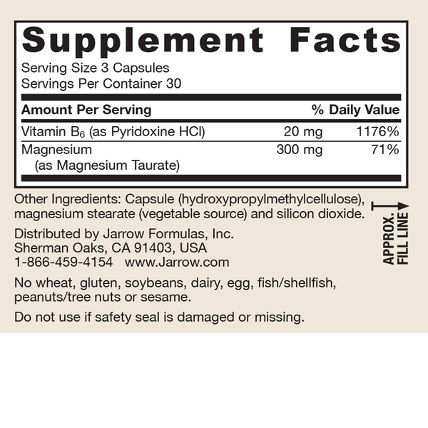 Magnesium Taurate Supplement Facts Label