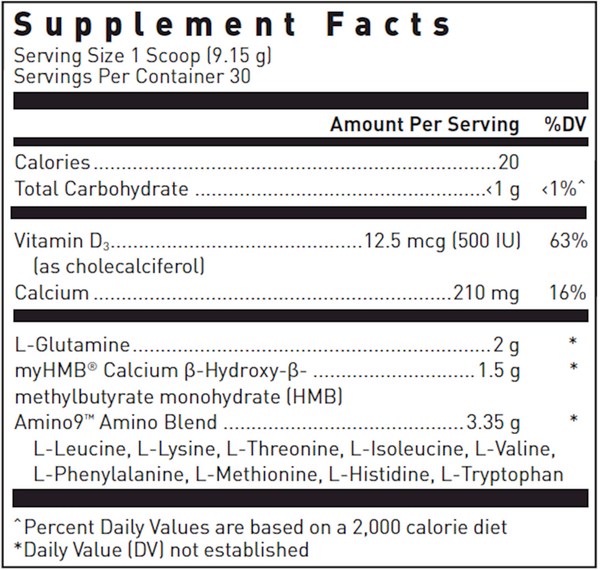 Muscle Protect With Hmb Supplement Facts Label