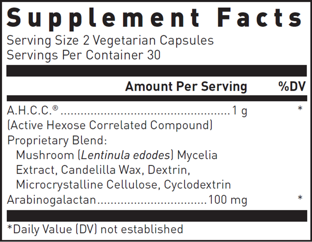 Ahcc Plus Supplement Facts Label