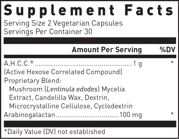 Ahcc Plus Supplement Facts Label