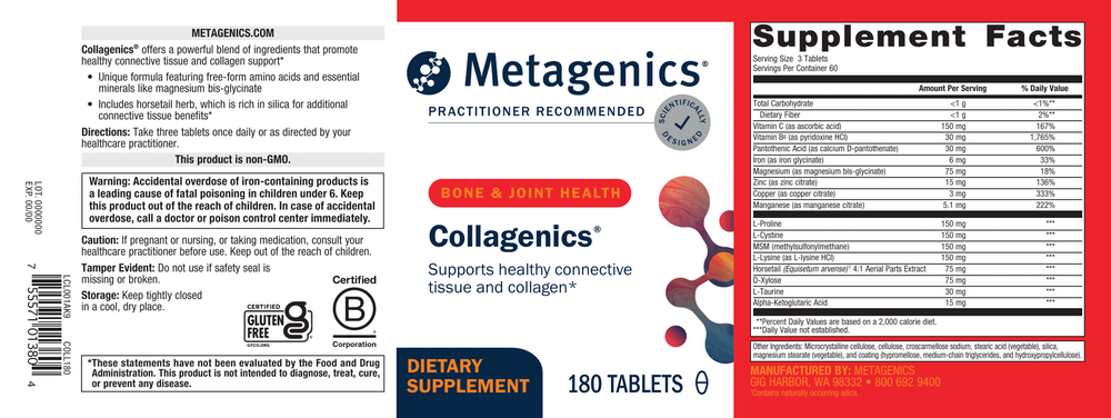Collagenics Supplement Facts Label