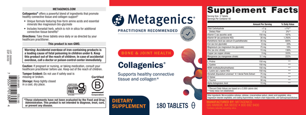 Collagenics Supplement Facts Label