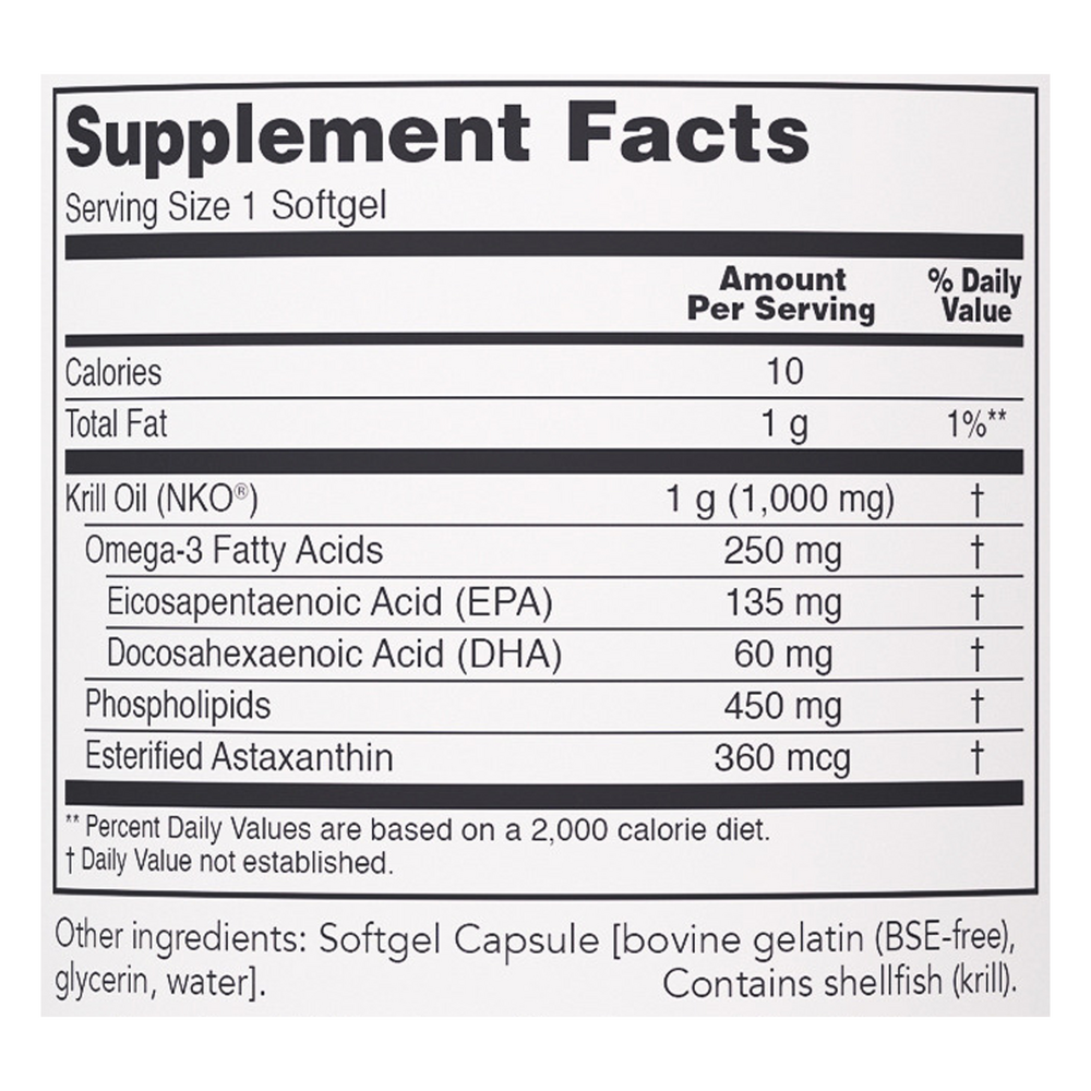 Neptune Krill Oil 1000 mg Supplement Facts Label