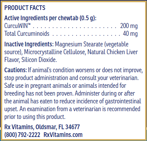 CurcuWIN Supplement Facts Label