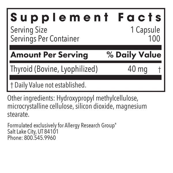 Thyroid Supplement Facts Label