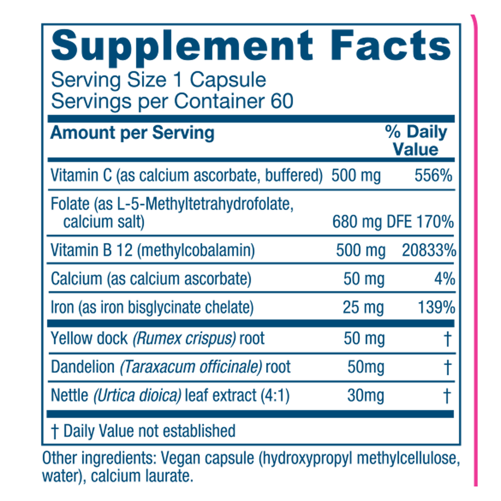 Iron Extra Supplement Facts Label