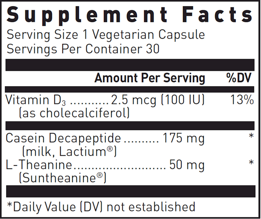 Sereniten Plus 30 Count Supplement Facts Label