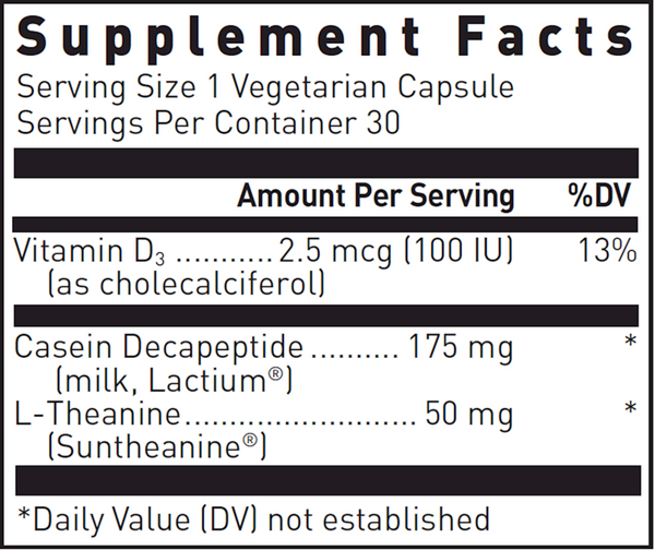Sereniten Plus 30 Count Supplement Facts Label