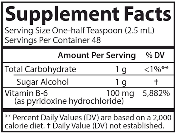 B-6 Liquid Supplement Facts Label