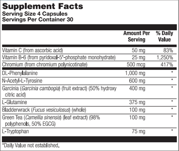Ultra Lean Appetite Control Supplement Facts Label
